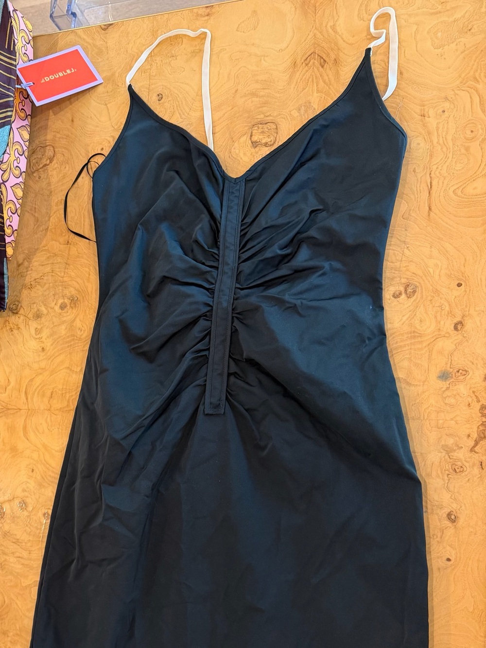 N°21 Black Ruched Bodice Midi Slip Dress NWT Size L Italian Cocktail LBD